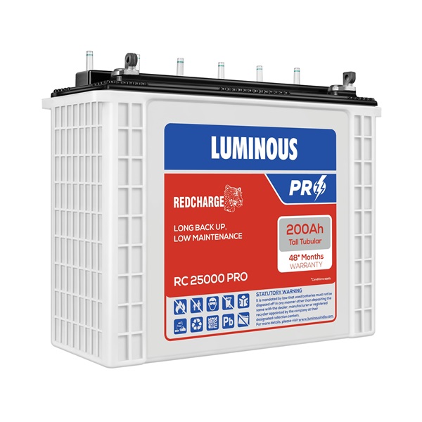 Luminous RedCharge RC25000 Pro 200Ah Tall Tubular Inverter Battery